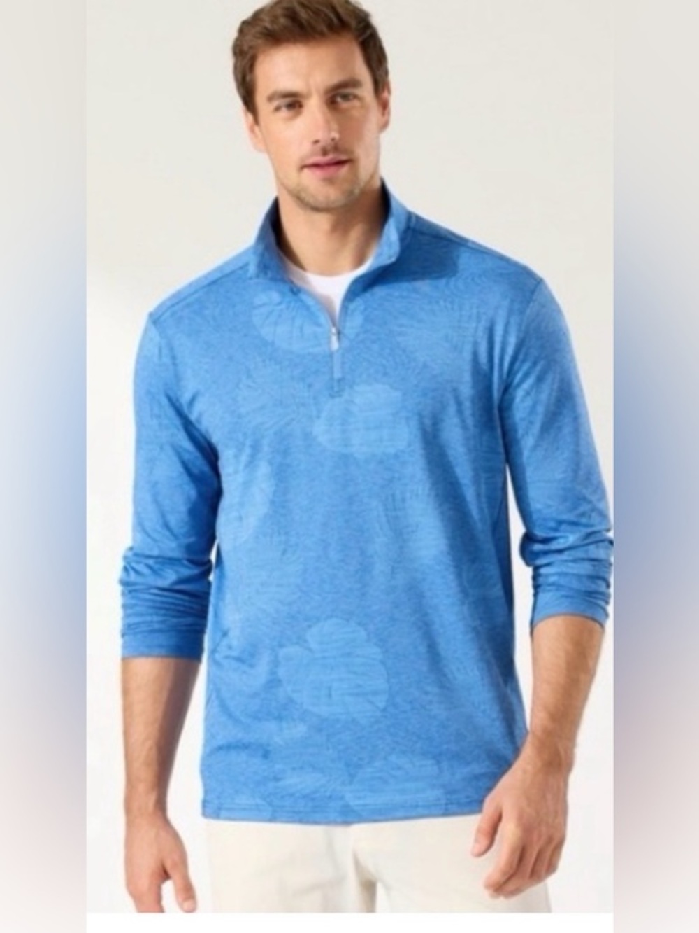 New Tommy Bahama Mens Delray Frond Half Quarter Zip Pullover Campanula  Sz 4X